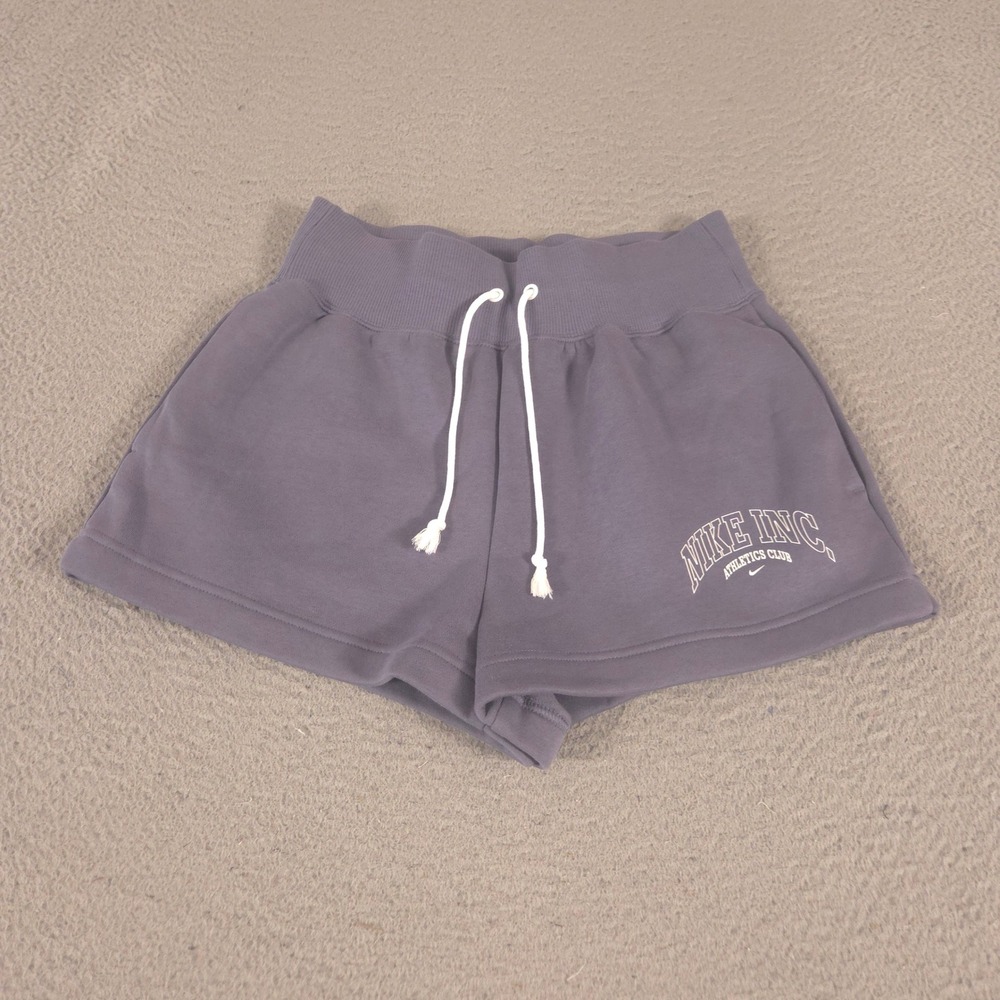 Nike Shorts Womens Small Purple Gray Loose Fit High-Rise Fleece Athletics Club